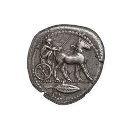 Antike griechische Silbermünze aus Zankle-Messana, 480 v. Chr.